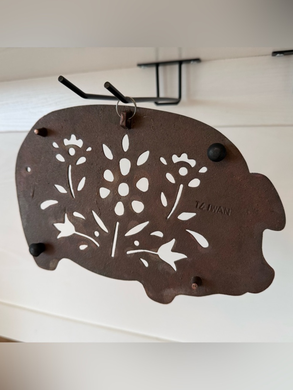 Vintage Pig Copper Plated Cast Iron Pot Holder Trivet 1980’s Farmhouse Taiwan - Picture 3 of 5
